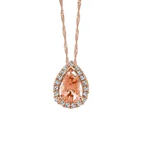 Pendant with .09 Carat TW of Diamonds and Morganite 10kt Rose Gold Chain