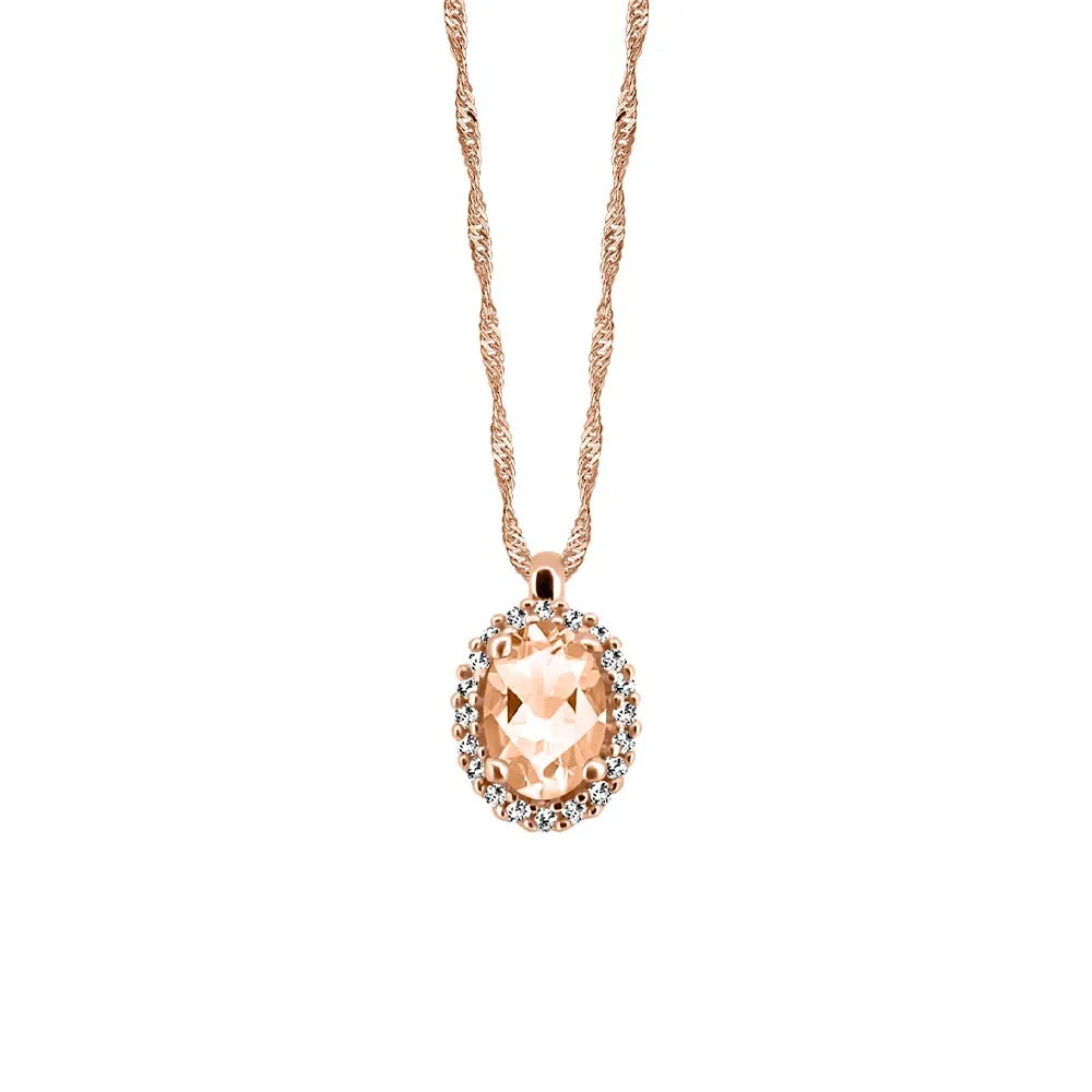 Pendant with .06 Carat TW of Diamonds and Morganite in 10kt Rose Gold