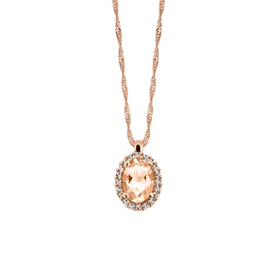 Pendant with .06 Carat TW of Diamonds and Morganite in 10kt Rose Gold