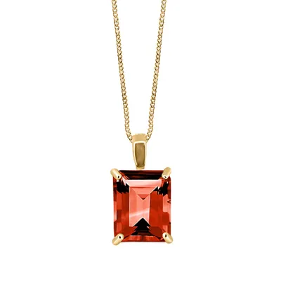 Cleo Pendant with Garnet in 10kt Yellow Gold with Chain