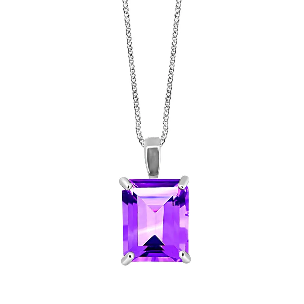 Cleo Pendant with Amethyst 10kt White Gold Chain