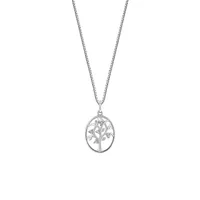 Family Tree Pendant with Cubic Zirconia in Sterling Silver with Chain