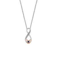 Infinity Mom Pendant with .04 Carat TW of Diamonds and Blue Sapphire in Sterling Silver with Chain