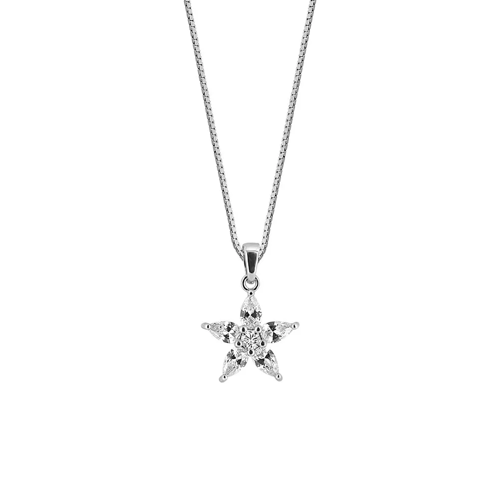 Star Pendant with Cubic Zirconia in Sterling Silver with Chain