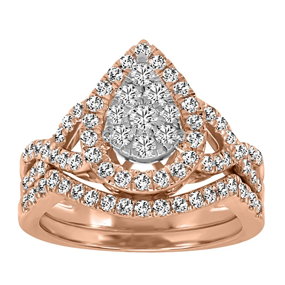 Bridal Set with 1.00 Carat TW of Diamonds 10kt Rose Gold