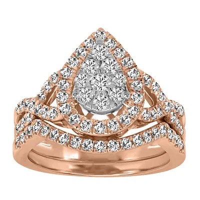 Bridal Set with 1.00 Carat TW of Diamonds in 10kt Rose Gold