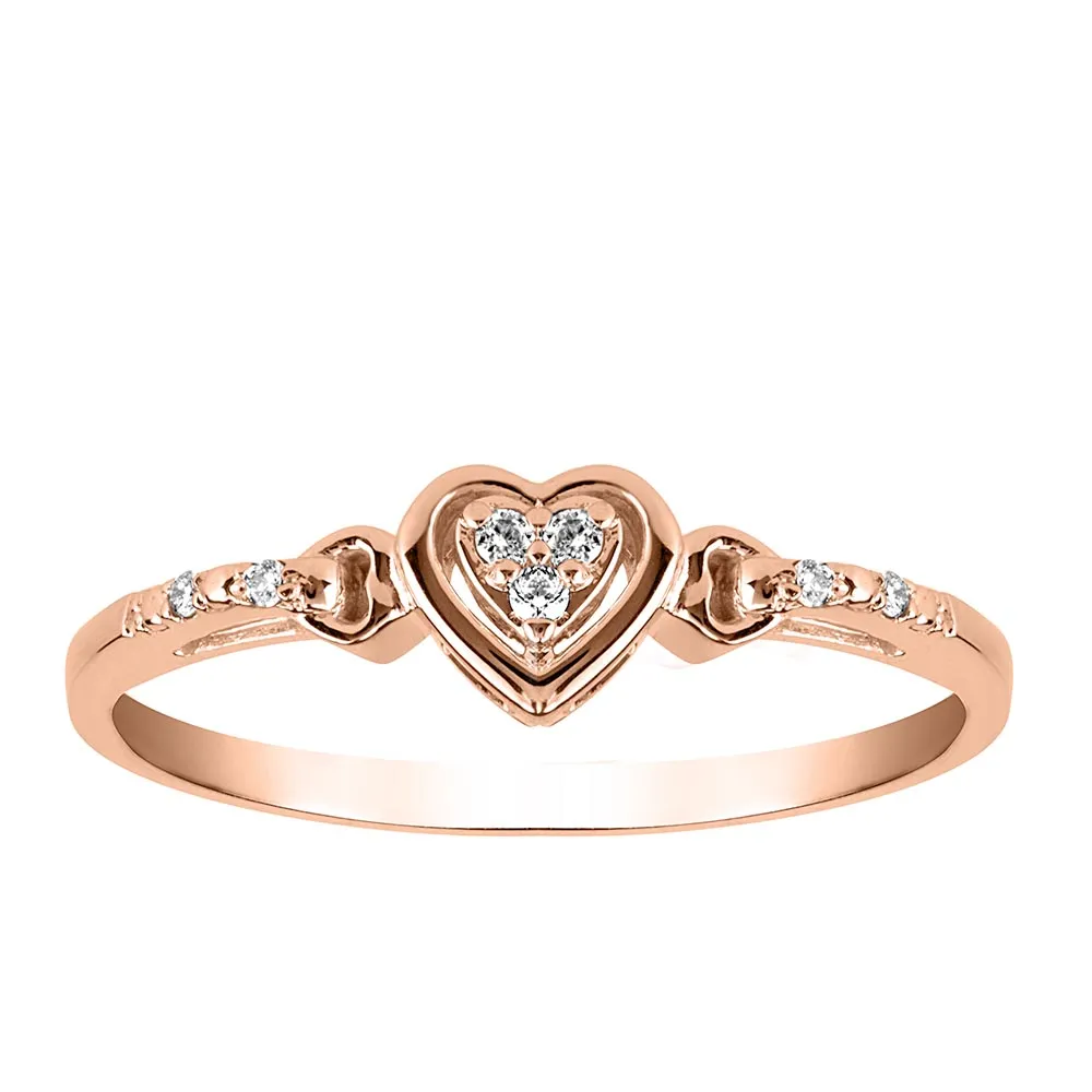 Heart Ring with .05 Carat TW of Diamonds in 10kt Rose Gold