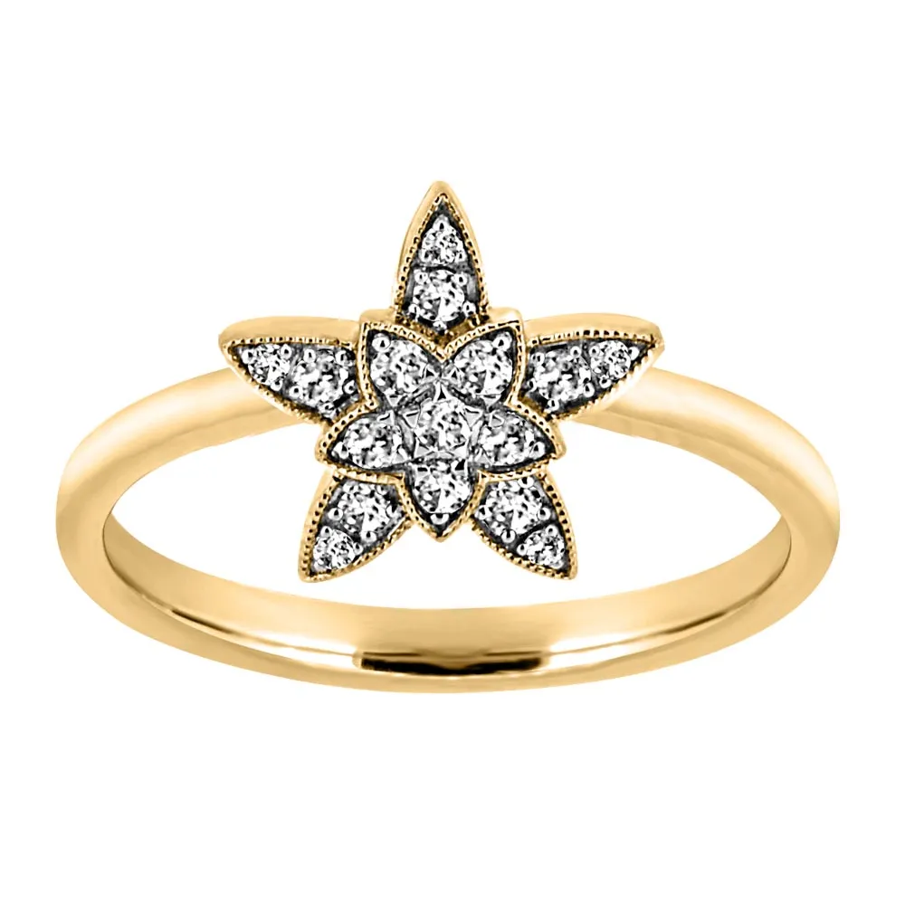 Star Ring with .16 Carat TW of Diamonds in 10kt Yellow Gold