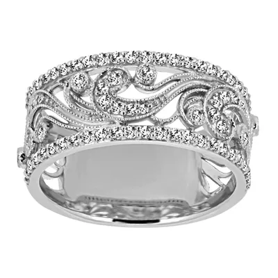 Filigree Ring with .50 Carat TW of Diamonds 10kt White gold