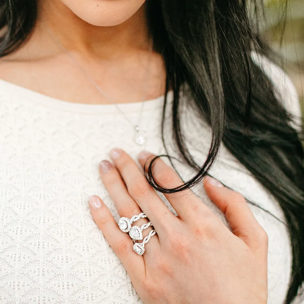 Willow Engagement Ring with Carat TW of Lab Created Diamonds 14kt White Gold