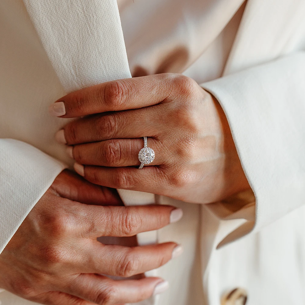 Floret Engagement Ring with 1.75 Carat TW of Lab Created Diamonds in 14kt White Gold