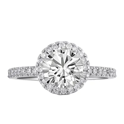 Floret Engagement Ring with 1.75 Carat TW of Lab Created Diamonds 14kt White Gold