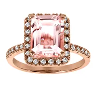 Ring with Morganite and .22 Carat TW of Diamonds 14kt Rose Gold