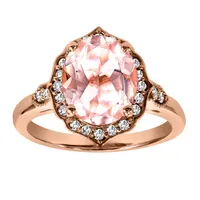 Ring with Morganite and .19 Carat TW of Diamonds 14kt Rose Gold