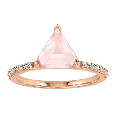 Layla Ring with Rose Quartz and .08 Carat TW of Diamonds in 10kt Rose Gold