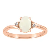 Ring with Opal and .02 Carat TW of Diamonds 10kt Rose Gold