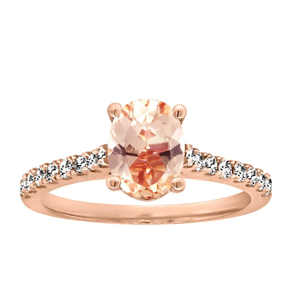 Ring with .27 Carat TW of Diamonds and Morganite 14K Rose Gold