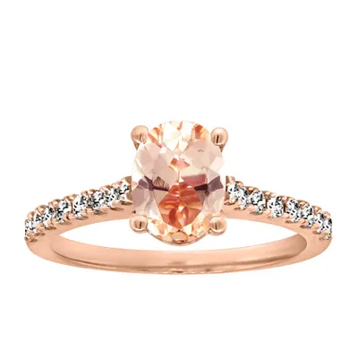 Ring with .27 Carat TW of Diamonds and Morganite in 14K Rose Gold