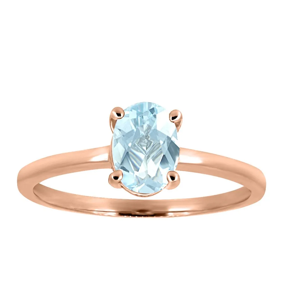 Ring with Aquamarine in 10kt Rose Gold