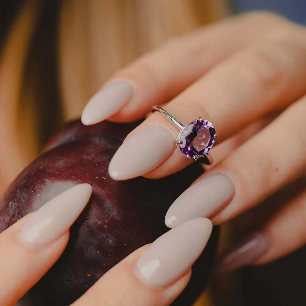 Ava Ring with Amethyst 10kt White Gold