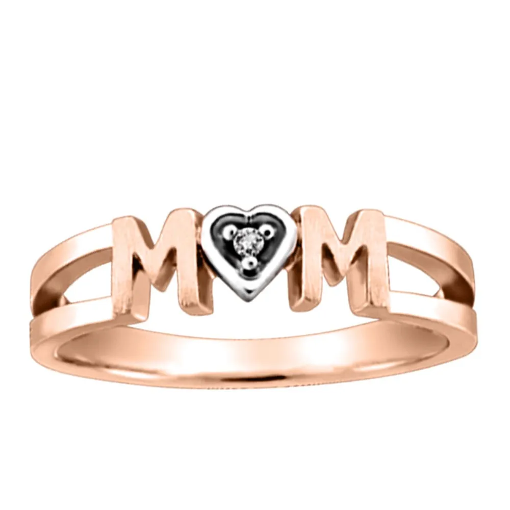 Mom Ring with .01 Carat Diamond in 10kt Rose Gold