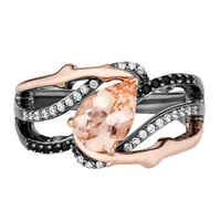 Enchanted Disney Villains Maleficent Ring with Morganite and .20 Carat TW of Diamonds Sterling Silver 10kt Rose Gold