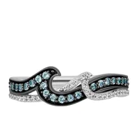 Enchanted Disney Moana Ring with Blue Topaz and .10 Carat TW of Diamonds in Sterling Silver