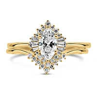 Halo Marquise Bridal Set with .70 Carat TW of Diamonds 14kt Yellow Gold