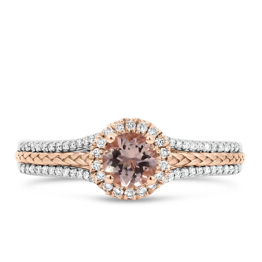 Star Wars Princess Leia Engagement Ring with .25 Carat TW of Diamonds and Morganite 10kt White Rose Gold