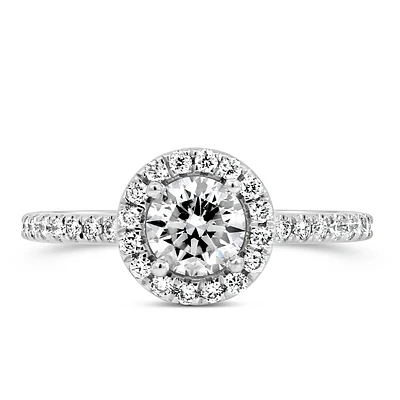 Colourless Collection Halo Engagement Ring with 1.12 Carat TW of Diamonds 18kt White Gold