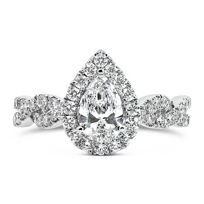 Willow Engagement Ring with Carat TW of Lab Created Diamonds in 14kt White Gold