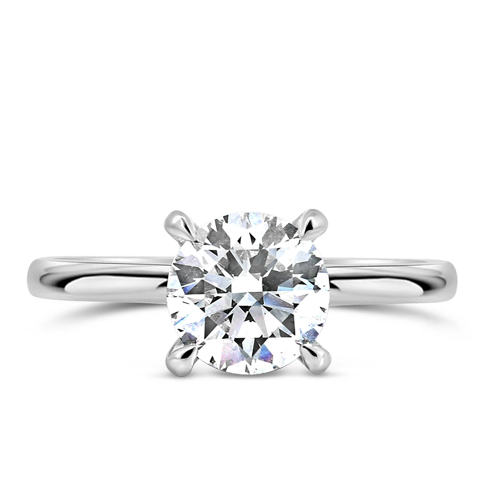 Classic Solitaire Engagement Ring with 1.50 Carat Lab Created Diamond 14k White Gold