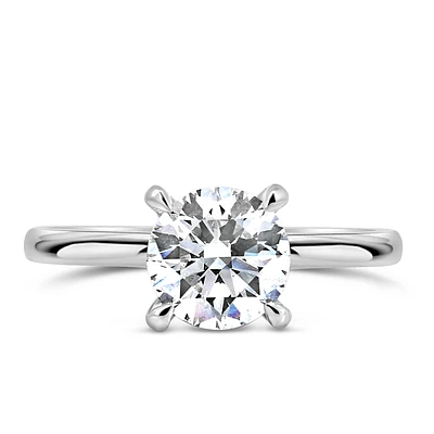 Classic Solitaire Engagement Ring with 1.50 Carat Lab Created Diamond 14k White Gold