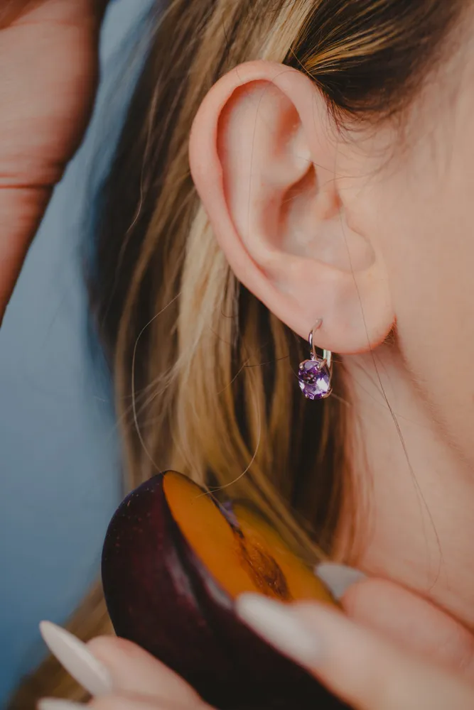 Ava Earrings with Amethyst 10kt White Gold