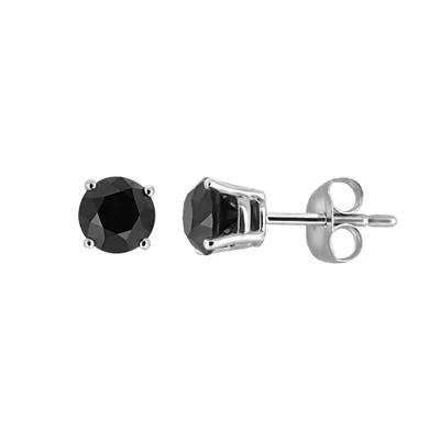 Earrings with 1.00 Carat TW of Enhanced Black Diamonds 10kt White Gold