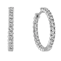 Inside Out Hoop Earrings with 1.00 Carat TW of Diamonds 10kt White Gold