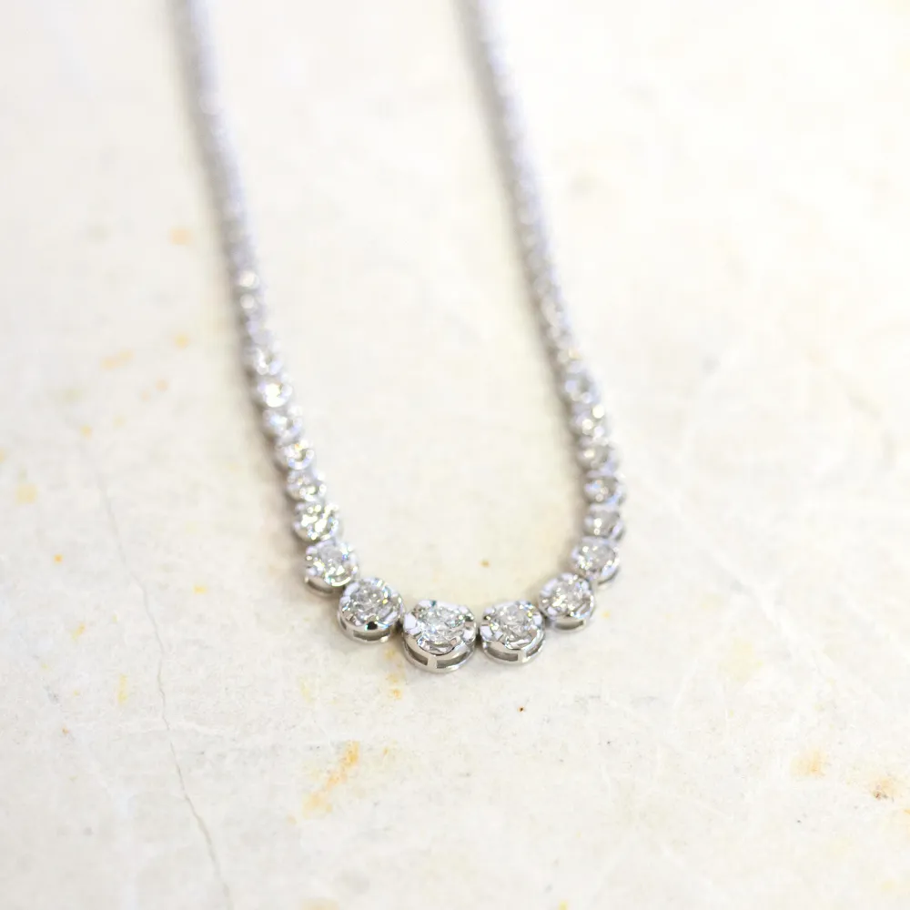 18″ Tennis Necklace with 5.45 Carat TW of Diamonds 14kt White Gold