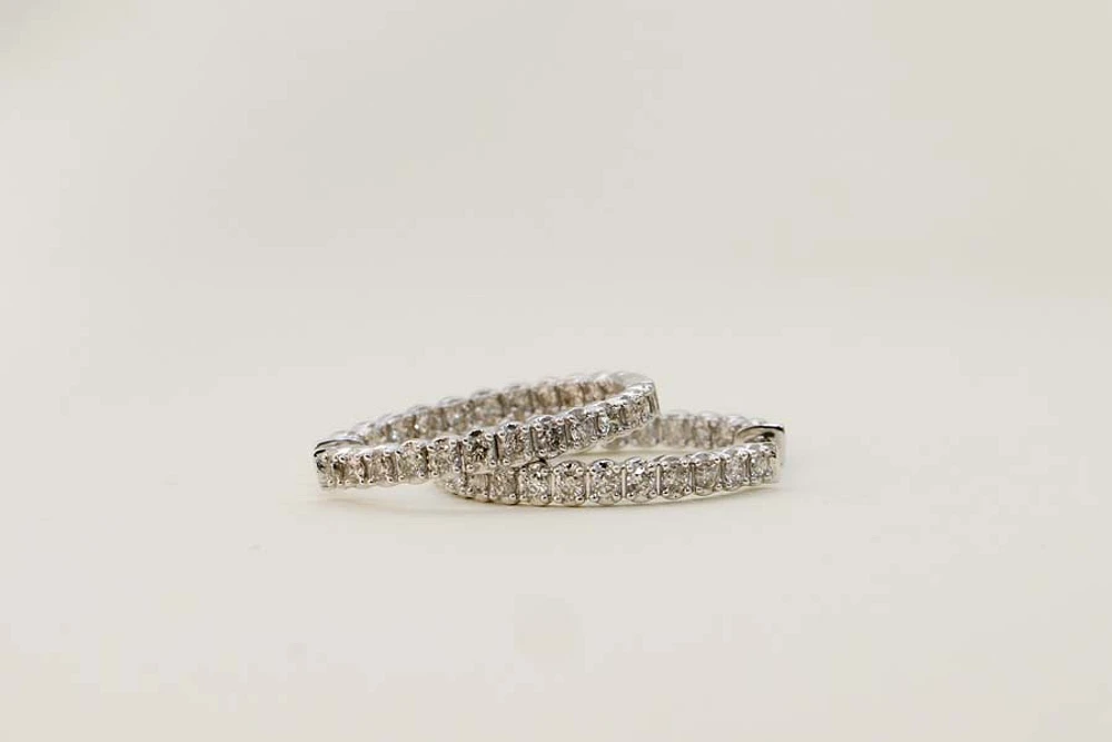 Inside Out Hoop Earrings with 1.00 Carat TW of Diamonds 10kt White Gold