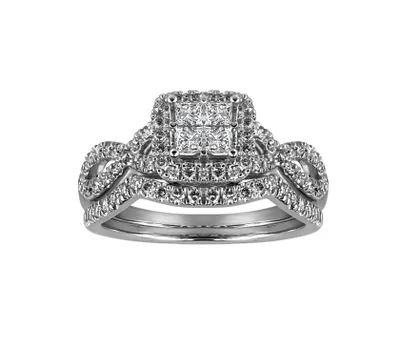 Bridal Set with 1.00 Carat TW of Diamonds in 14kt White Gold