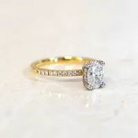 Luxe Halo Engagement Ring with 1.12 Carat TW of Diamonds in 18kt Yellow Gold