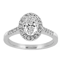 Colourless Collection Oval Halo Engagement Ring with 1.25 Carat TW of Diamonds 18kt White Gold