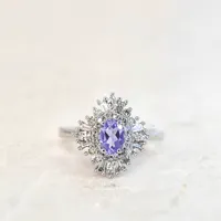 Ring with Amethyst and .53 Carat TW of Diamonds in 14kt White Gold