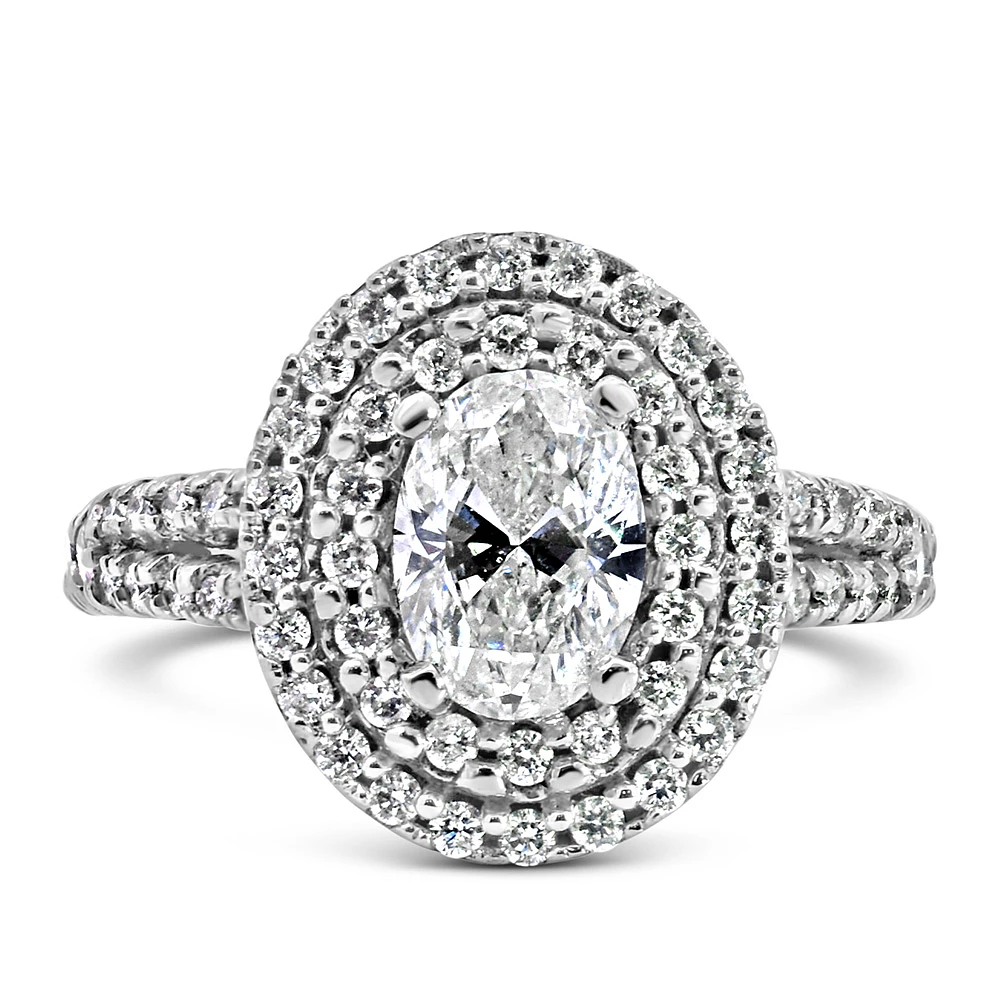 Fire of the North Halo Engagement Ring with 1.80 Carat TW Diamonds 14kt White Gold