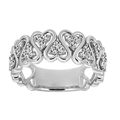 Hearts Ring with .50 Carat TW of Diamonds in 10kt White Gold