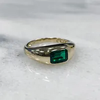 Ring with 7X5MM Emerald Cut Created Emerald in 10kt Yellow Gold