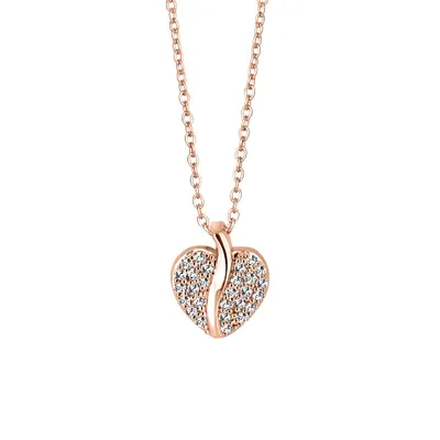 Heart Pendant with Cubic Zirconia in Gold Plated Sterling Silver with Chain