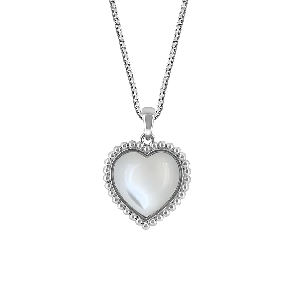 Heart Pendant with Mother of Pearl in Sterling Silver with Chain