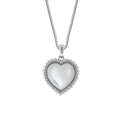 Heart Pendant with Mother of Pearl in Sterling Silver with Chain