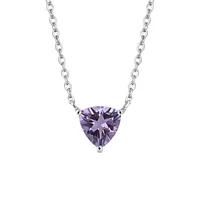 16″+2″ 7MM Trillion Amethyst Necklace in Sterling Silver