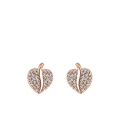 Heart Earrings with Cubic Zirconia Rose Gold Plated Sterling Silver